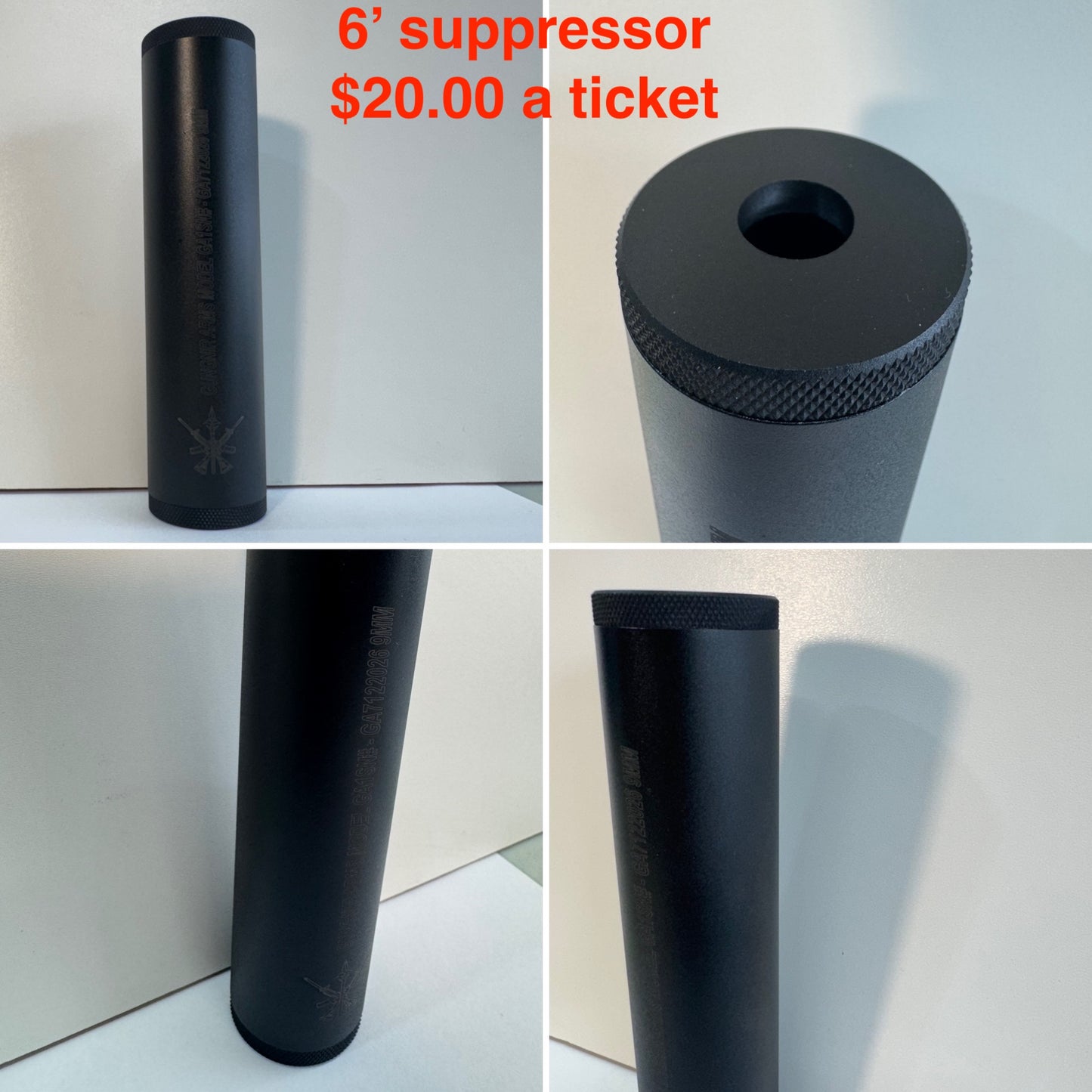 Tickets for 6' inch suppressor raffle.